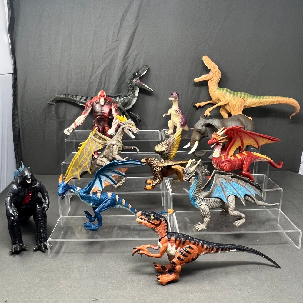 Mythical Dragon Velociraptor Hadrosaurus Griffin & Dinosaur Fantasy Figure lot